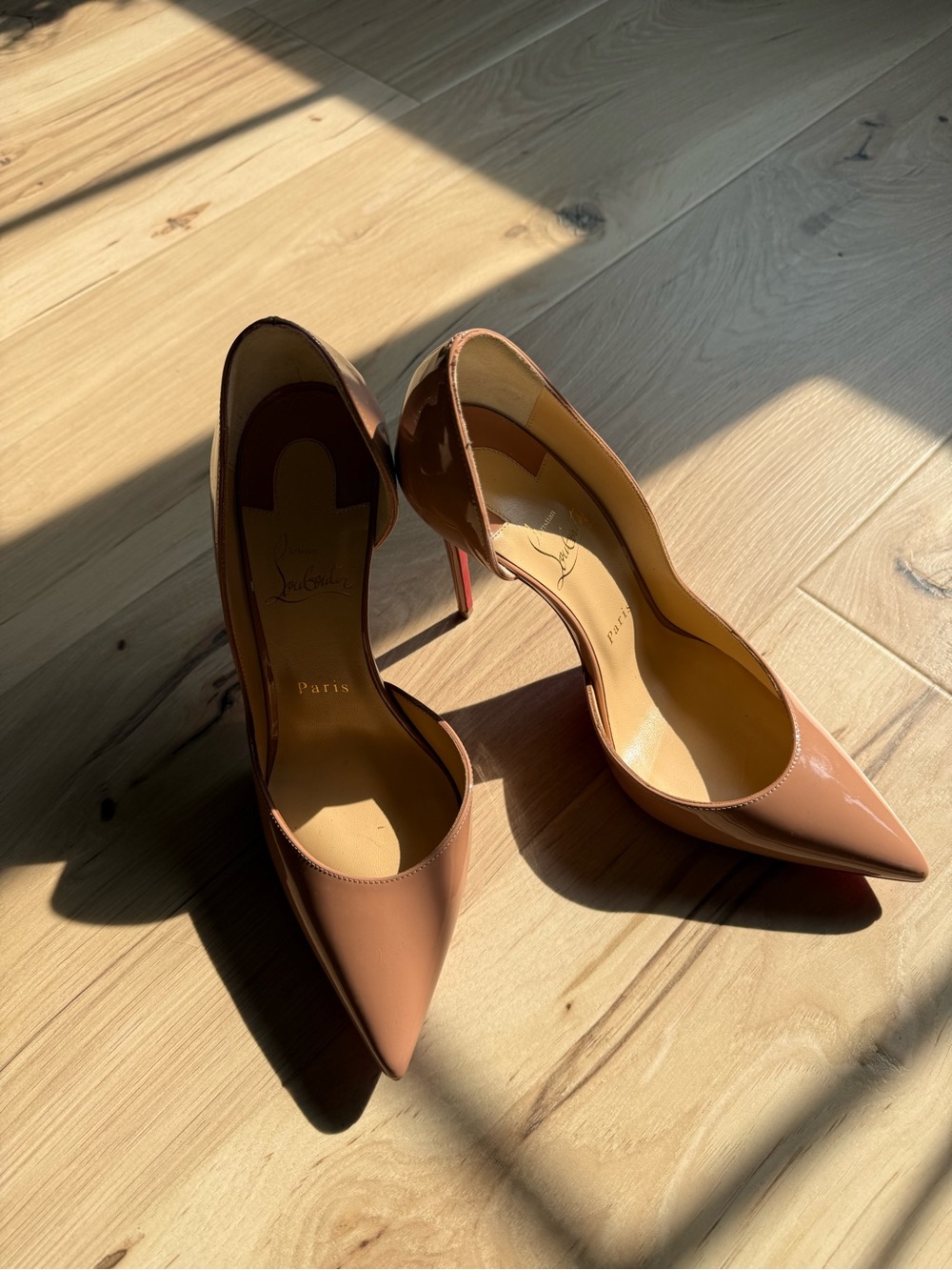 Christian Louboutin Blush Patent Leather D'Orsay Pointed-Toe Pumps